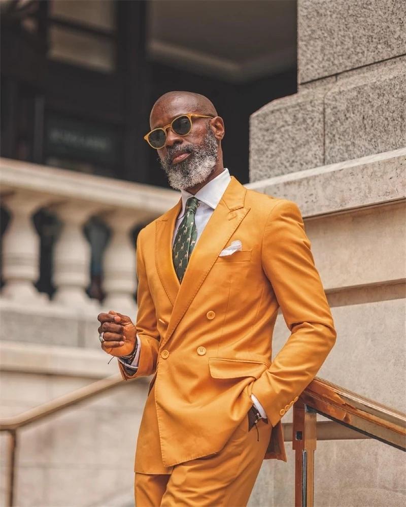 yellow double breasted suit
