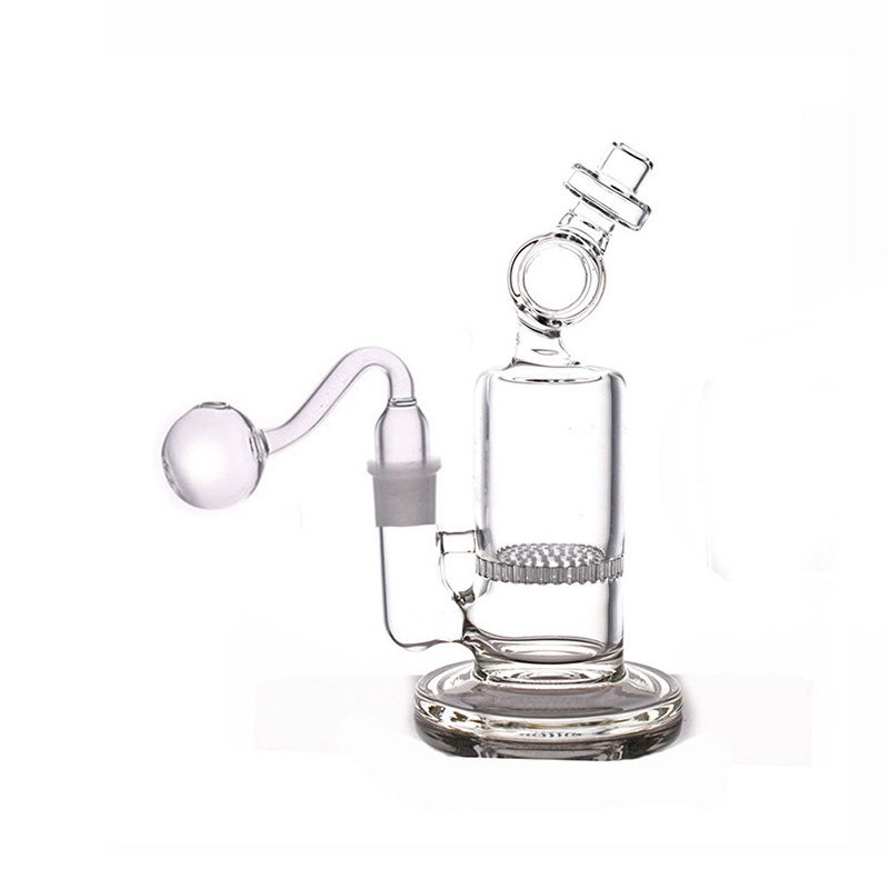 

cheapest 8inch Glass Bong Water Pipe Smoking Pipes with honeycomb Percolator cylinder Recycler Oil Rigs with 18mm male glass oil burner pipe