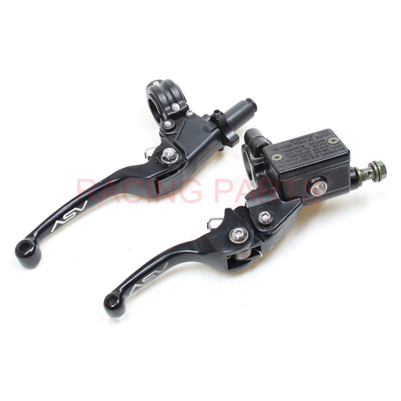 

Parts RACING PART Black ASV Logo CNC Folding Brake Lever Clutch With Front Pump For Most CRF KLX YZF RMZ Motorcycle Dirt Bike.