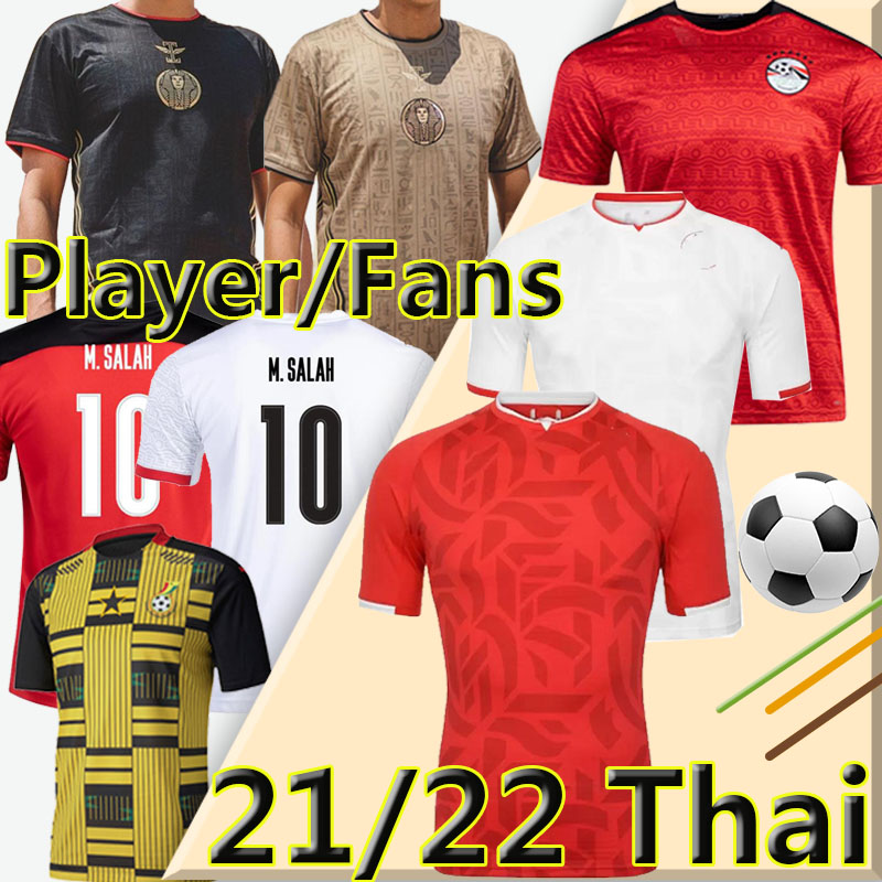 

21/22 Egypt M.SALAH #10 soccer jerseys Tunisia fans player version Mohamed South Ghana African 2021 2022 national team Home Away third Men Kit football shirts uniform, Aiji 20-21 away