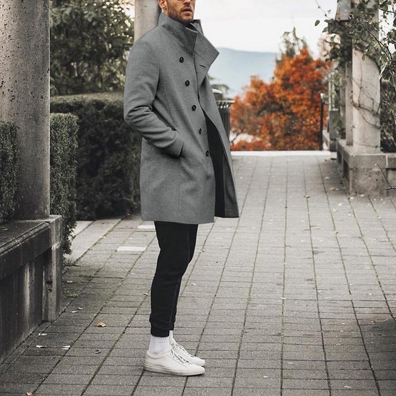 

Men' Trench Coats High Quality Coat Men Winter Classic Slim Long Autumn Solid Windbreaker Vintage Blends, Black