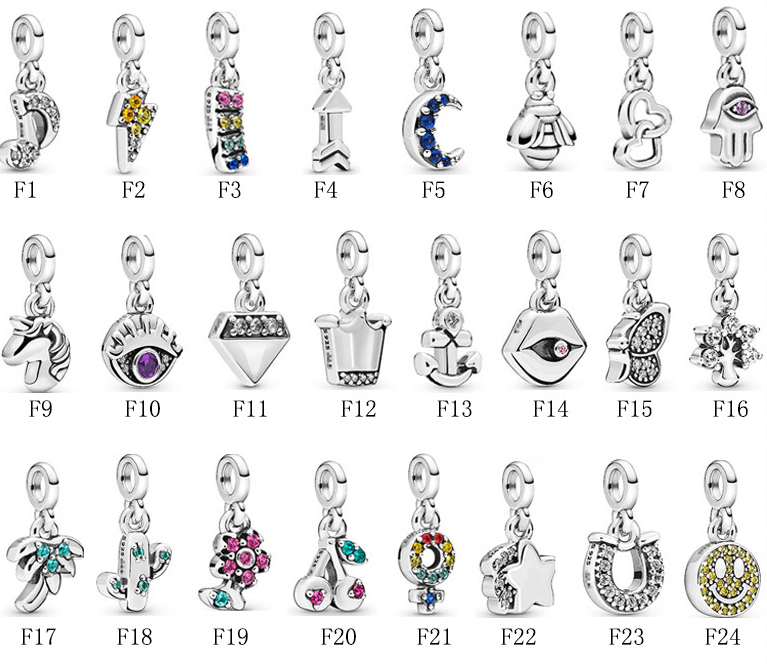 

Genuine 925 Sterling Silver Fit Pandora Bracelet Charms New Product Me Small Accessories Bracelet Hanging Beads Love Heart Blue Crysta Charm, Black