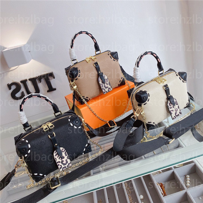

2021 Wild at Heart Cross Body Bag leopard-print Cream Embossed leather Small Petite Malle Souple designer handbags, Color 01