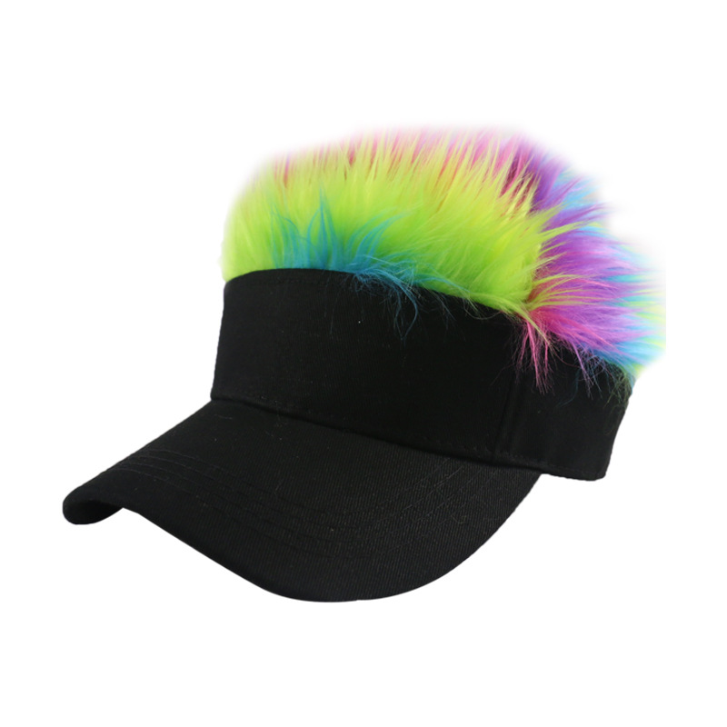 

Amazon Cross-Border Versatile Creative Colorful Wig Baseball Hat Hip Hop Sunshade Golf Cap Funny Banquet Hat No. 1, Black