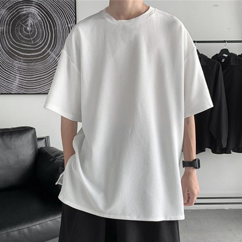 

Men's T-Shirts T Shirt Men Summer Solid Color Oversized Tee Black White Casual Loose Tshirt Korean O Neck Short Sleeve Female Top