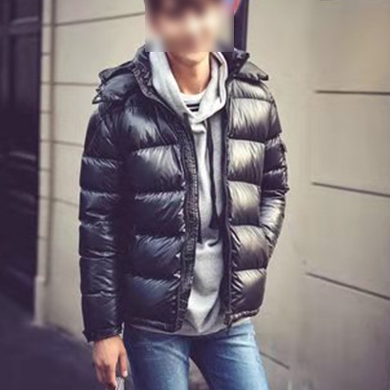

Mongolian Maya short bright face thickened white duck men's down jacket, Black