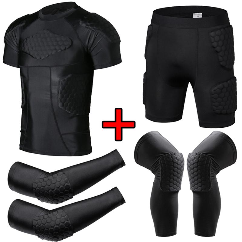 

Compression Padded Shirt Soccer Rugby Basketball Protective Gear Chest Rib Guards Goalkeeper Protection Shorts Goalie KneePads Elbow & Knee, Elbow pads 6