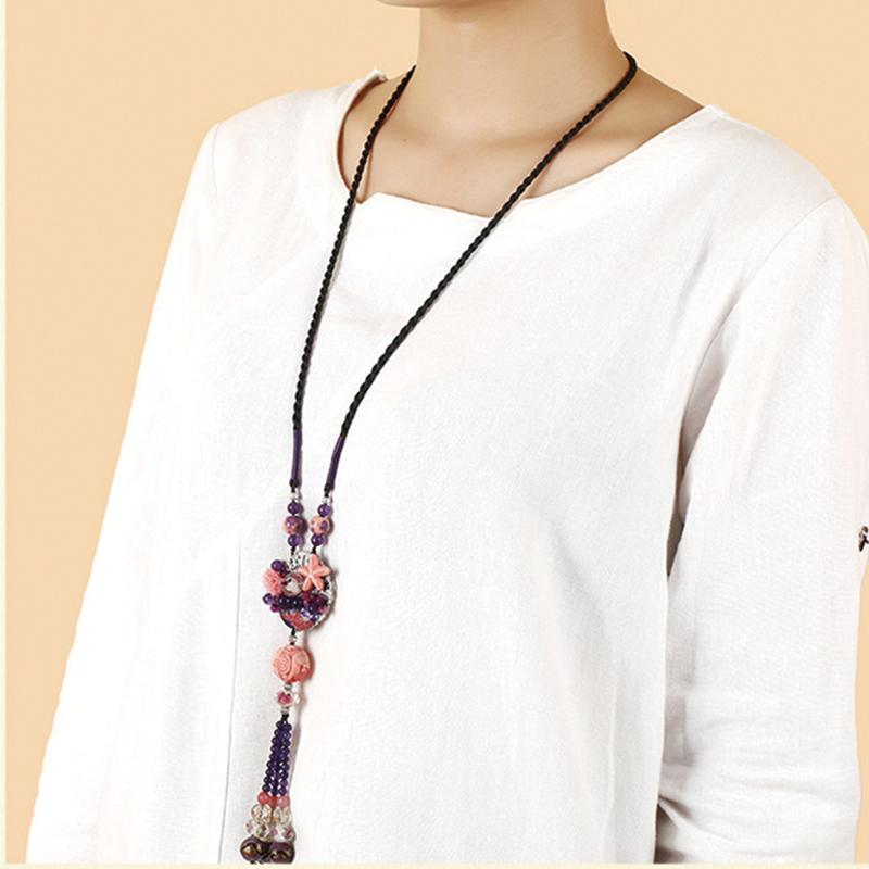 

Pendant Necklaces Ethnic Style Necklace Jewelry Innovative Handmade Women Clothing Accessories Fashion All-match XL005-38, Silver