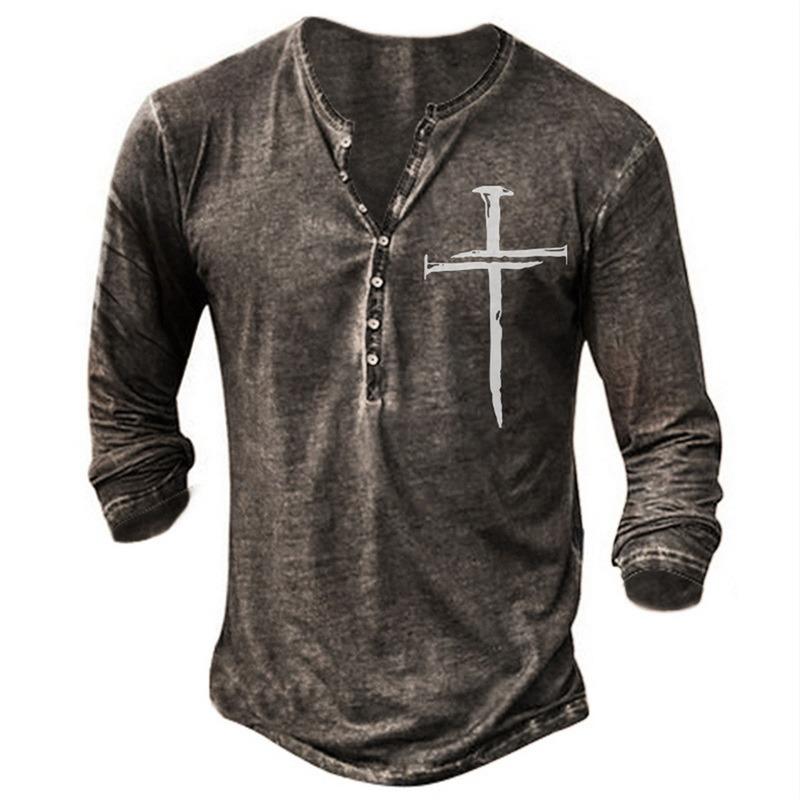 

Men's Dress Shirts Jodimitty Autumn Winter 2021 Military Tactical T Shirt Men Long Sleeve Printed Tops Tees V-Neck Outdoor For Cloth, Cross