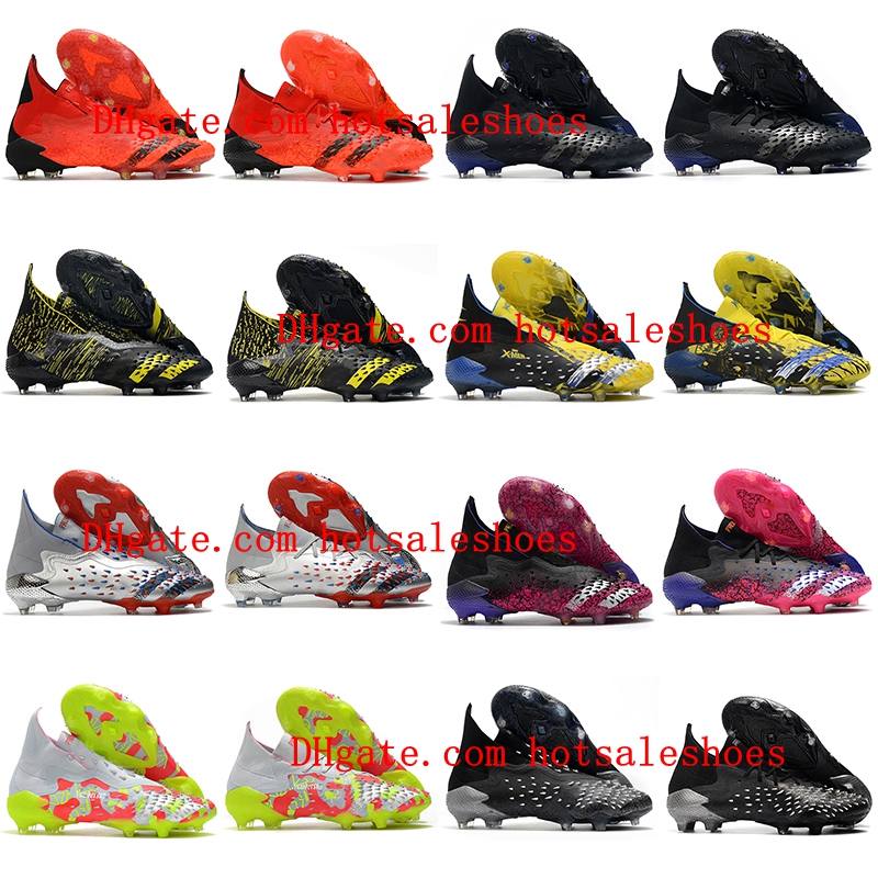 

Mens High Ankle Soccer Shoes PREDATOR FREAK + FG Cleats Freak.1 Firm Ground Laceless and with laces Trainers Outdoor Football boots, As picture 2