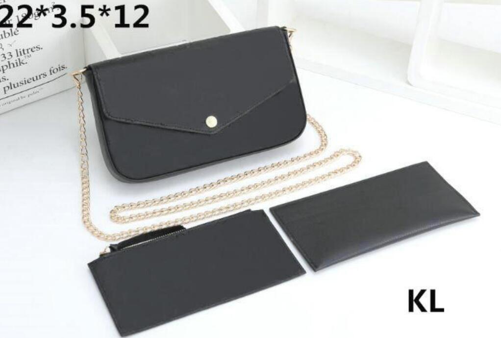 

Fashion 3pcs/set POCHETTE FELICIE chain bag M64064 bags women shoulder handbags embossed flower crossbody handbag purse card holder wallet
