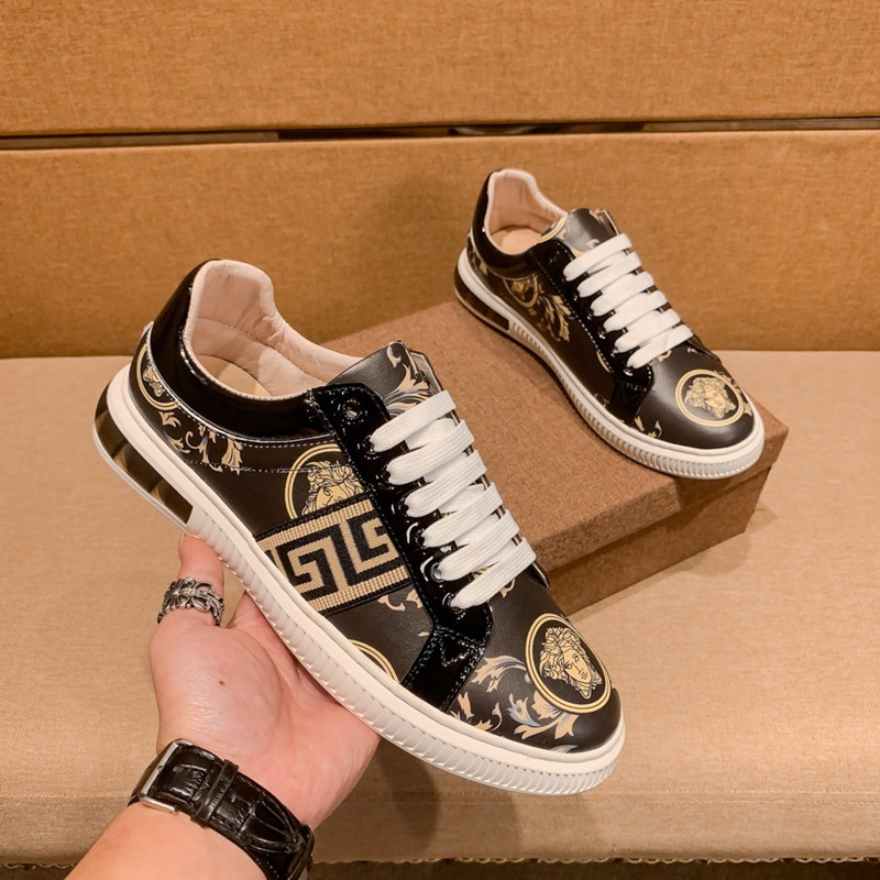 

European station new luxury white shoes men's leather casual printing plate leather casual shoes all-match men, Brand