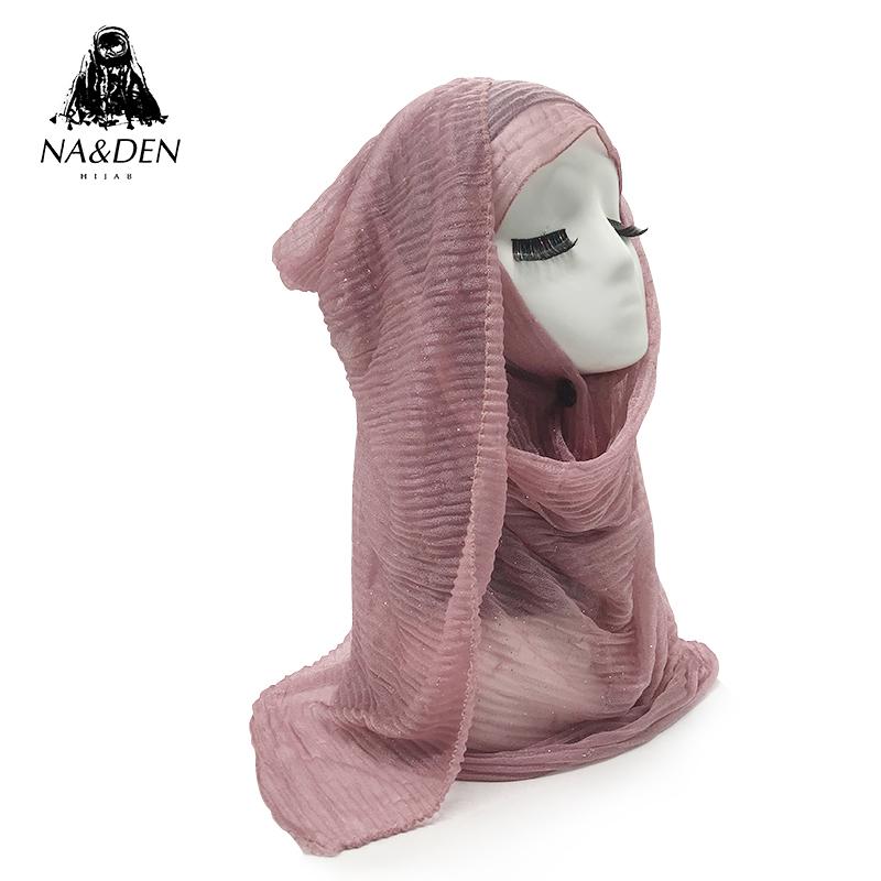 

Scarves Women Solid Voile Scarf With Sprinkle Gold Crinkled Soft Muslim Hijab Islamic Wrap Bandana Head Shawl 10pcs/lot