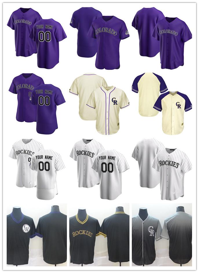 

Custom Jersey Mens women Youth Colorado Rockies your any name number Authentic Baseball Jerseys white purple stitching, Blue;black