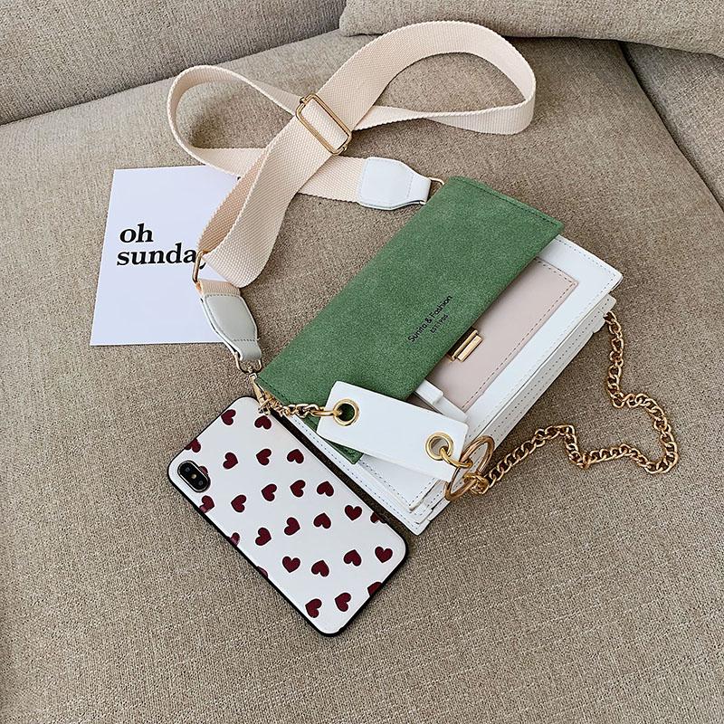 

Evening Bags Fashion Scrub Leather Contrast Color Crossbody For Women 2021 Chain Simple Shoulder Bag Ladies Purses Handbags Cross Body