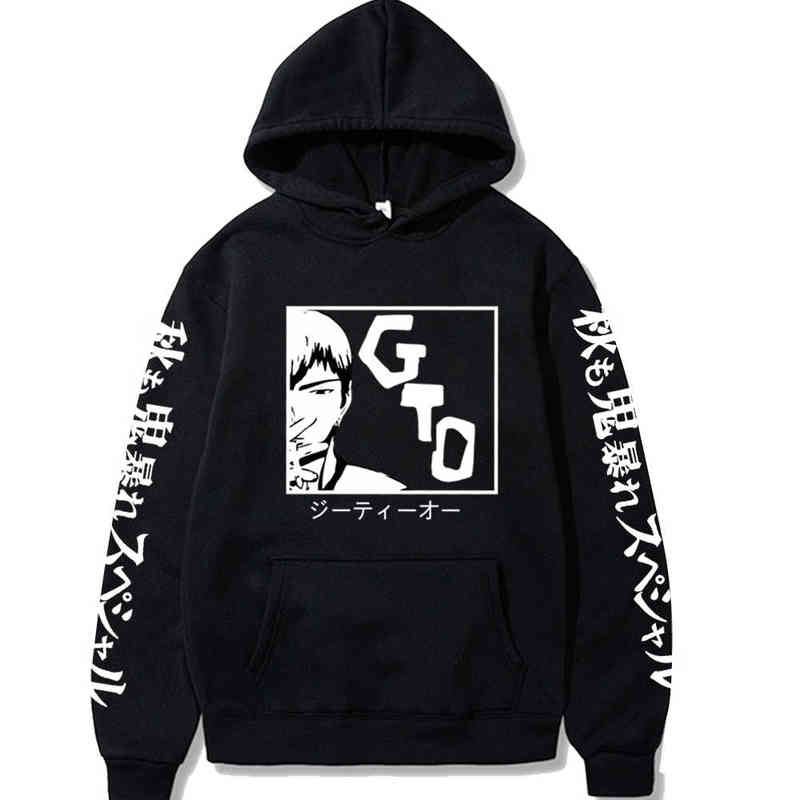 

Funny Anime Great Teacher Onizuka Gto Printed Hoodie Harajuku Long Sleeve Pullover Homme Y1213, Black