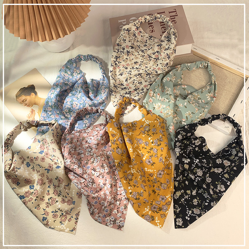 

Printed Hair Scarf Scrunchies Vintage Triangle Cross Turban Bandage Bandanas Headband Women Hair Accessories Elastic Hair Bands