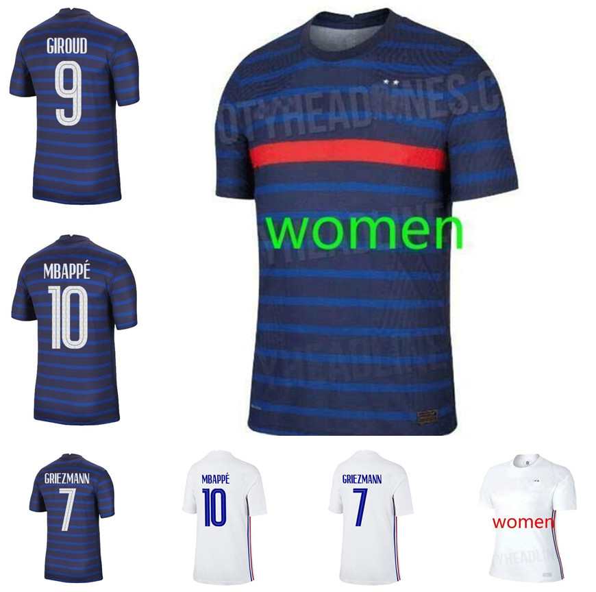 

21 22 WOMEN France soccer jerseys POGBA GRIEZMANN PAYET KANTE Mbappe Football shirts 2021 PAVARD home away femmes maillot de foots, Black