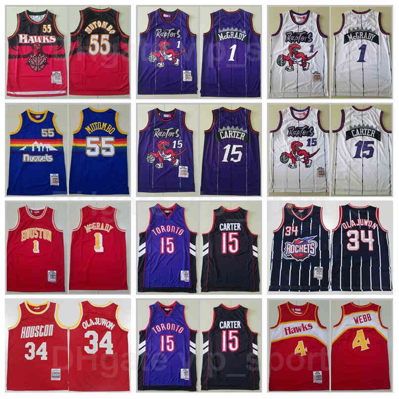 

Basketball Mitchell and Ness Vince Carter Jersey 15 Tracy McGrady 1 Dikembe Mutombo 55 Spud Webb 4 Vintage Red Purple White Black Good, Black;red