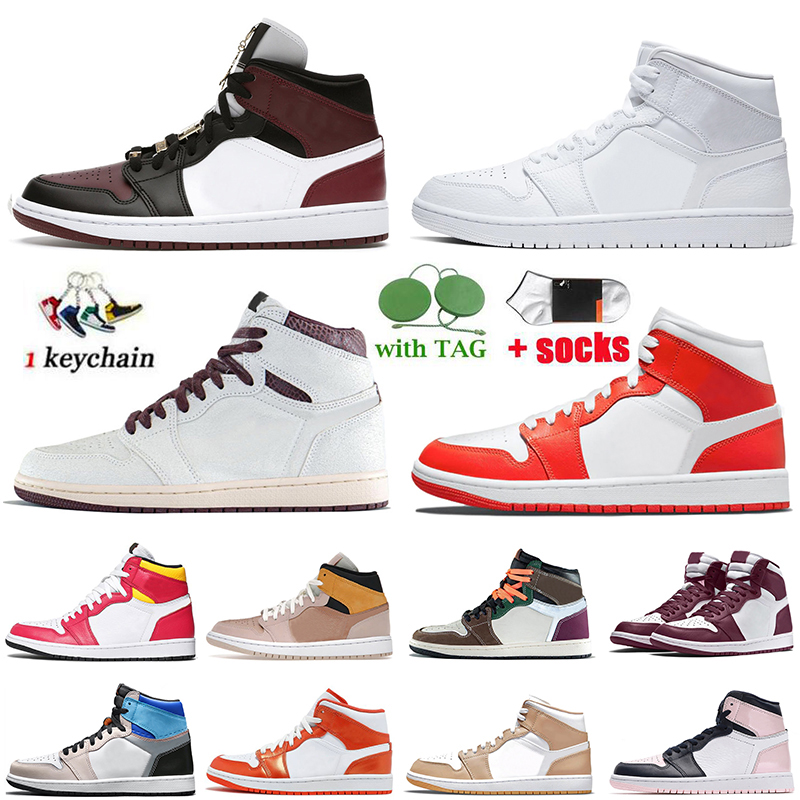 

Jorden Retro 1 Off Mens Basketball Shoes Jodan 1s Mid Particle Beige Bordeaux Air Jordan Travis Scott Sports Trainers Hand Crafted Burgundy Crush High OG Sneakers, A22 rust pink 36-46