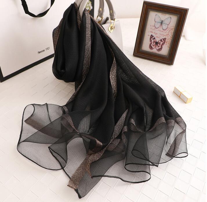 

Scarves YY57 Solid Color Silk Acrylic Scarf Female Long Section Gold Sequin Autumn Sun Shawl, Blue;gray