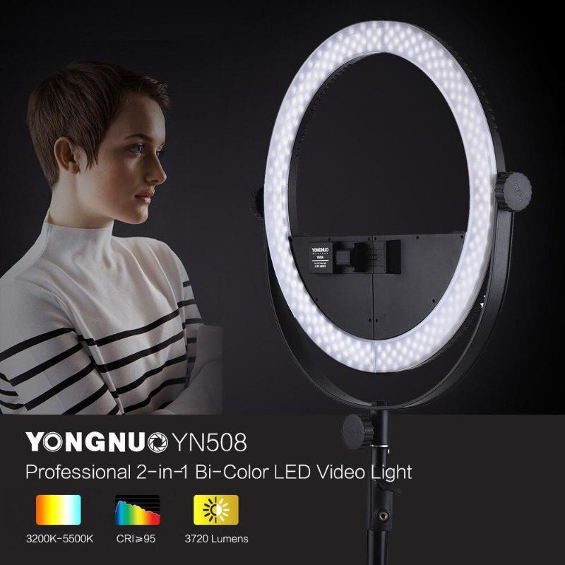 

YongNuo YN508 LED Ring Light Double Color Temperature 3200K-5500K Ringlight Pography Lighting For Live Video Selfie R42 Flash Heads