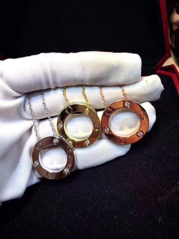 

classic fashion big Circle Pendant Necklace for women gold plated set with diamond collarbone chain lovers gift jewelry