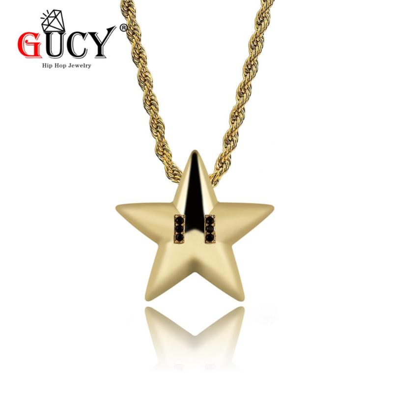 

Pendant Necklaces GUCY Hip Hop Cartoon Star Pentagram Necklace Iced Out Micro Pave Bling Cubic Zircon Stones Men's Jewelry Gifts