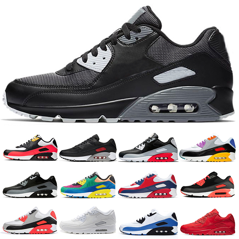 

2021 90 Running Shoes Triple black Men women Classic Yellow red wheat Sports Trainer Cushion Surface Breathable outdoor Sneakers 36-45, Color 1