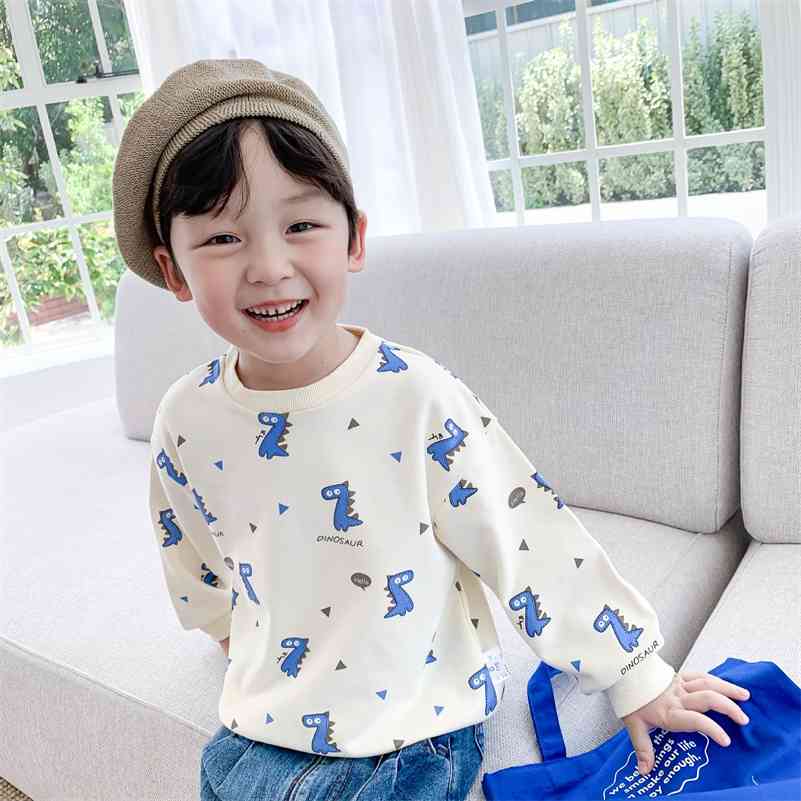 

Autumn baby boys cartoon dinosaur sweatshirts kids casual cute long sleeve clothes Tops 210708, Orange