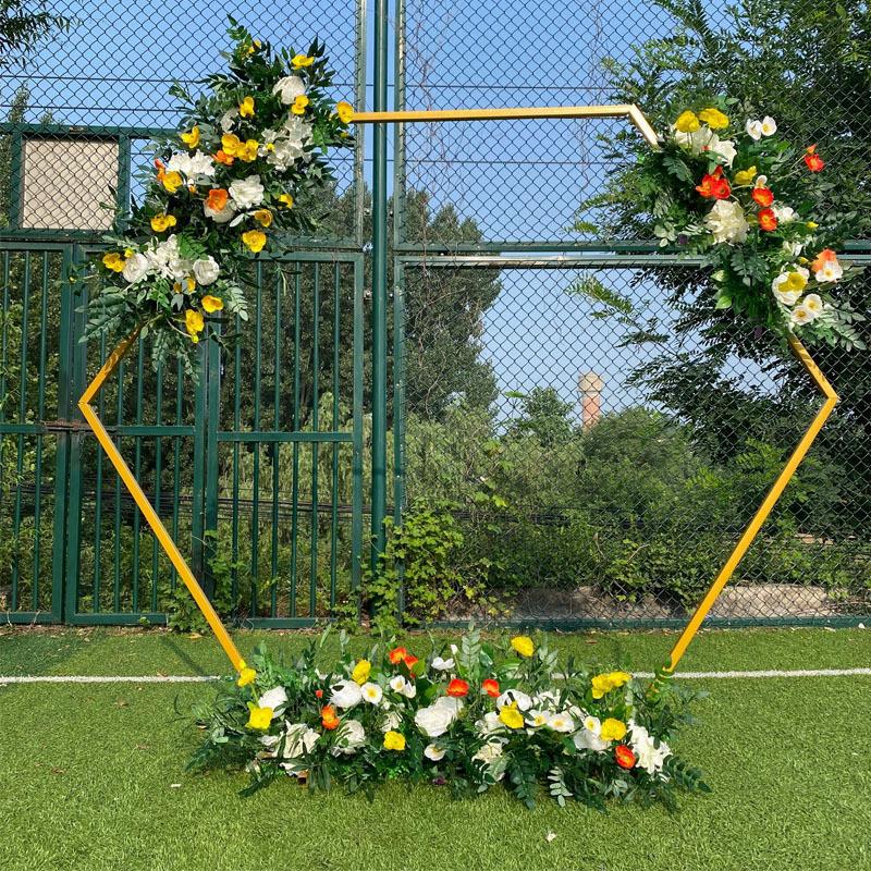 

Party Decoration Round Wedding Props Birthday Lawn Flower Stand Wrought Iron Ring Arch Background Golden