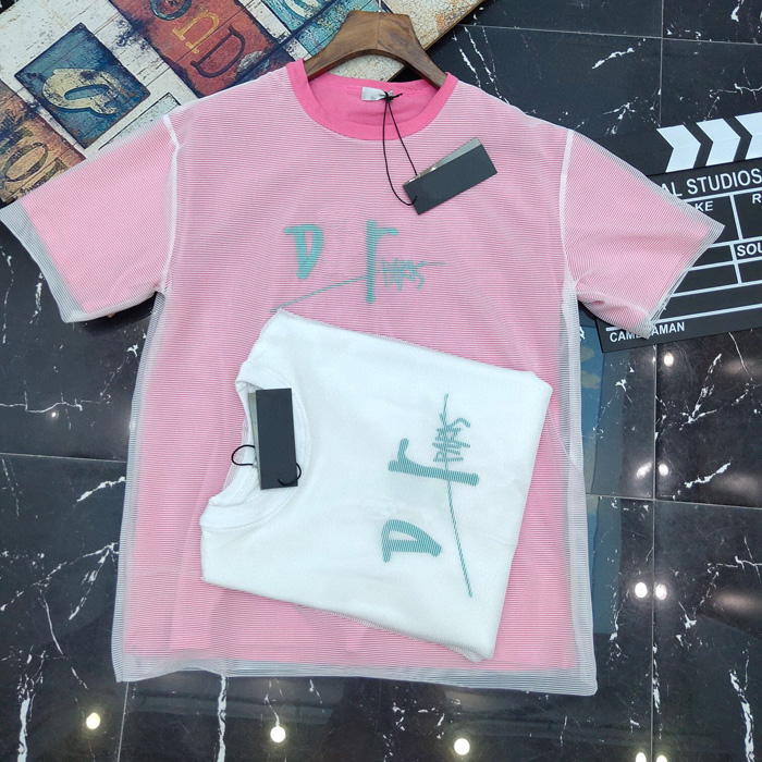 

21SS Good Qaulity Summer Mens Designers Tees Cotton T Shirts Fashion Casual Couples Short Sleeves Tee Men Two-layer hollow Embroidery T-Shirt D1R1, White;black