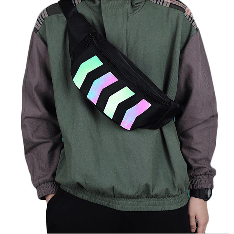 

reflective chest bag men nylon geometric patterns fashion women wear hip hop crossbody bags casual travel waist pack g194