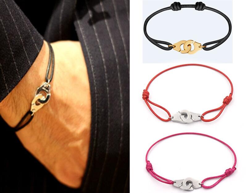 

France Famous Jewelry Dinh Van Bracelet For Women 925 Sterling Silver Rope Handcuff Bracelet Menottes, Black
