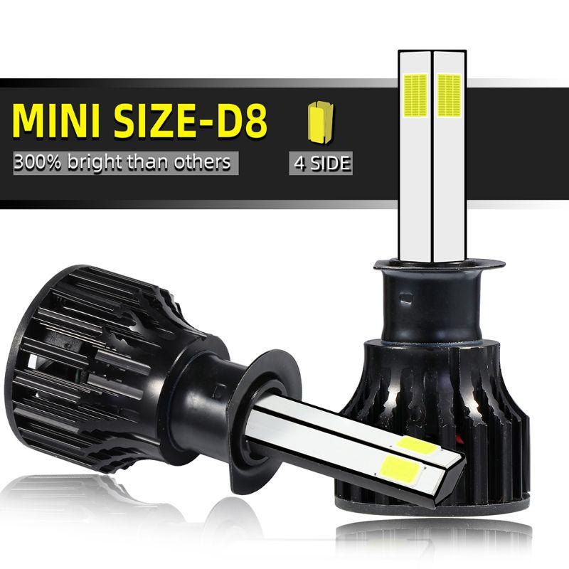 

Car Headlights 4 Sides 9005/9006/H1/H7/H11 LED Headlight High Or Low Beam Bulbs 1800W 216000LM 6000K White 2Pcs