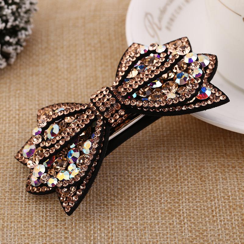 

Hair Accessories Korean Style Girl Colorful Rhinestone Inlaid Hairpin Simple Bow Headdress Clip For Women Fashion