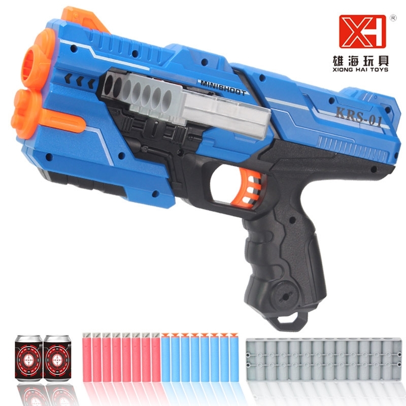 

Xionghai toy soft bullet gun fire charge rapid launcher manual 12 rounds xh9930