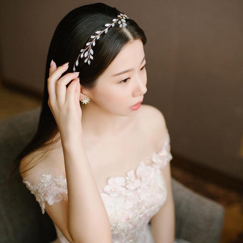 

Hair Clips & Barrettes Korean Bride Gold Color Band Acrylic Headband Wedding Tiara Chain Fashion Handmade Princess Accessories Headbands, Golden;silver