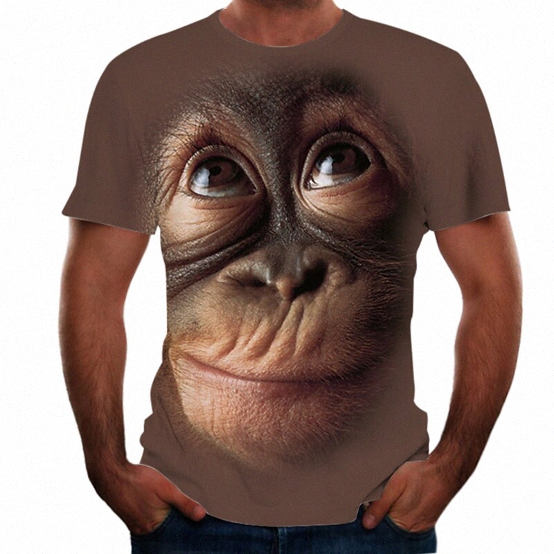 Men's Tee T shirt Shirt 3D Print Graphic Orangutan Animal Round Neck Party Street Print Short Sleeve Tops Chic & Modern Funny Comfortable Big a