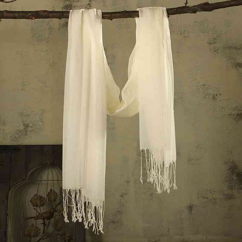 

New herb dyed white cotton hemp wool modal pure color silk scarf