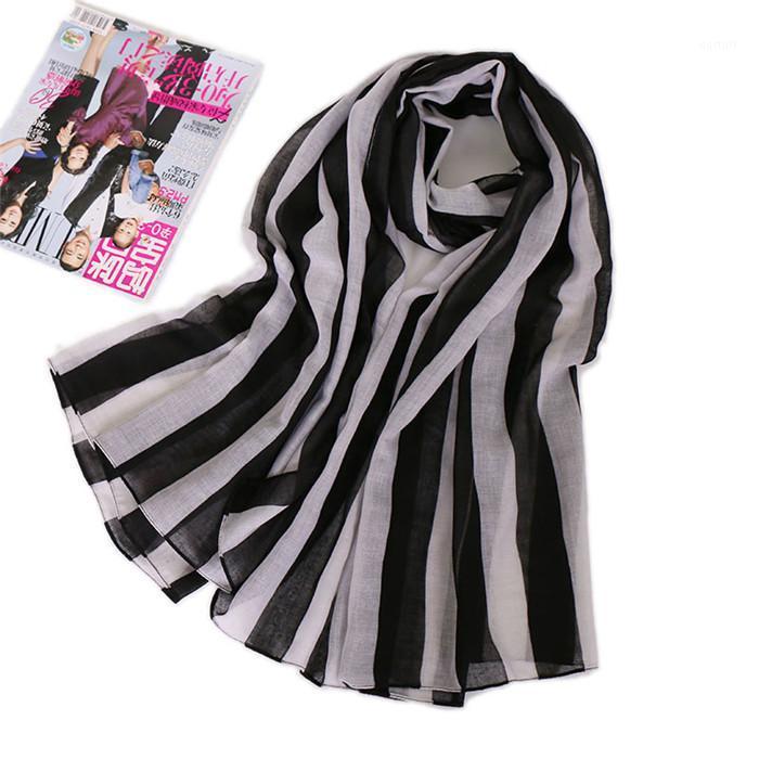

Scarves Fashion Striped Women Scarf Shawl Cotton Wrap Hijabs Lady Soft Pashmina Outwear Bufanda, Blue;gray