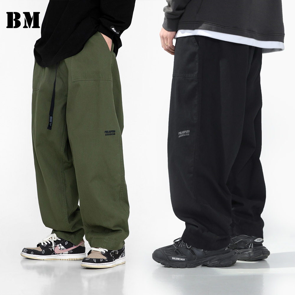 

Men's Pants Japanese Hip Hop High Quality Loose Straight Casual Cargo Harajuku Trousers For Men Korean Techwear Overalls Streetwea, Green
