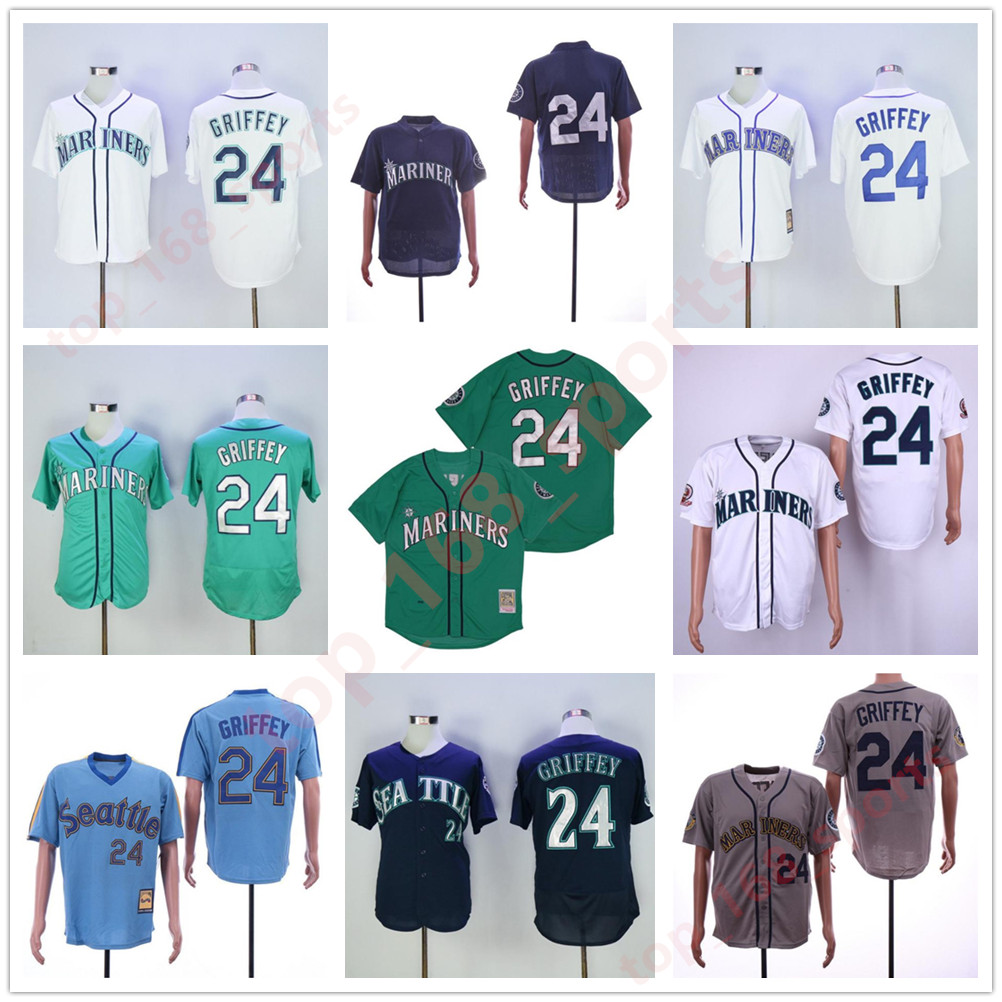 

Seattle Men Women kids Retire 24 Ken Griffey Jr Jersey 1984 1995 Vintage Pullover All Stitched Flexbase Cool Base Cooperstown, Blue;black