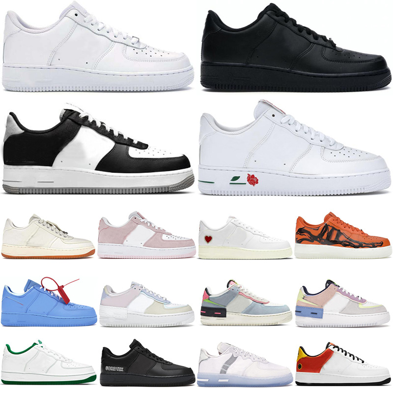 

Air Force 1 Mens Running Shoes Airforces One Forces Low Skate Sports Sneakers Triple Black White Rose Pine Green Shadow MCA Womens Trainers, 14