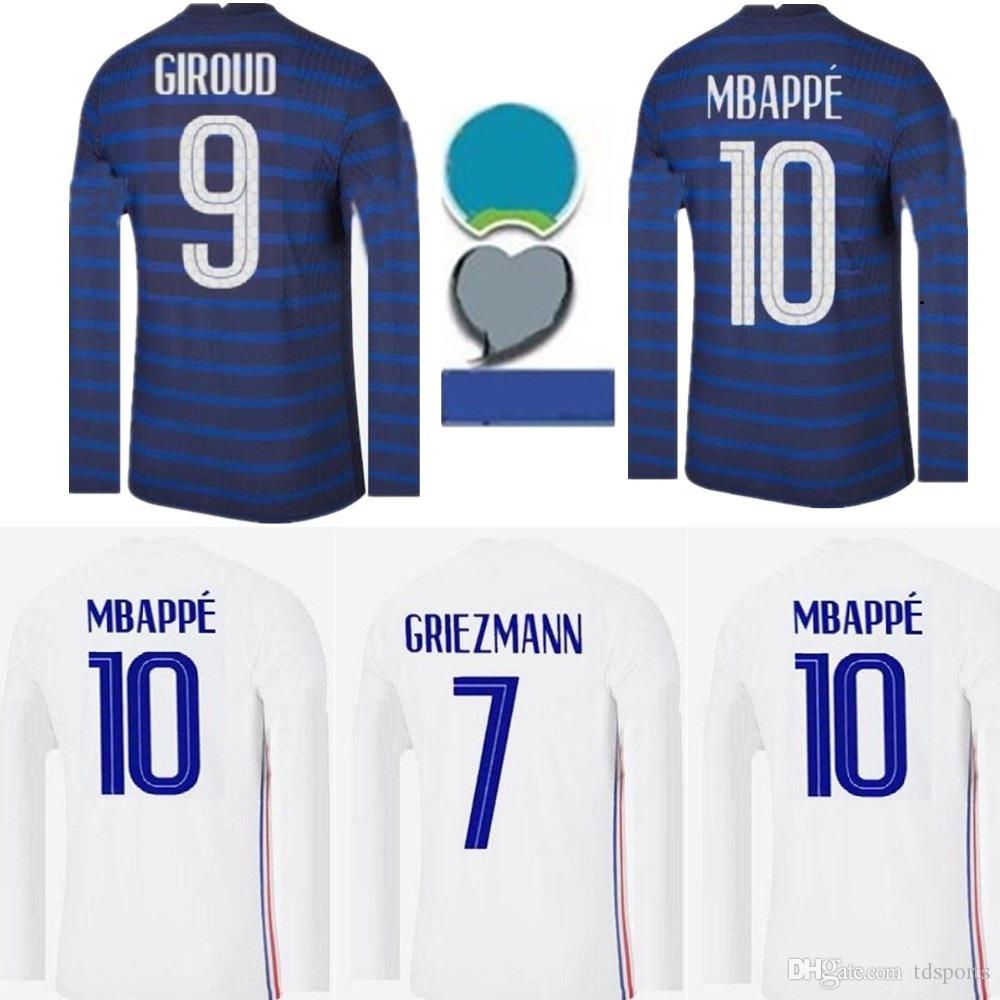 

Men Long sleeve France 2020 2021 soccer jersey maillots de football maillot equipe de france 20 21 MBAPPE GRIEZMANN KANTE POGBA, Black;yellow