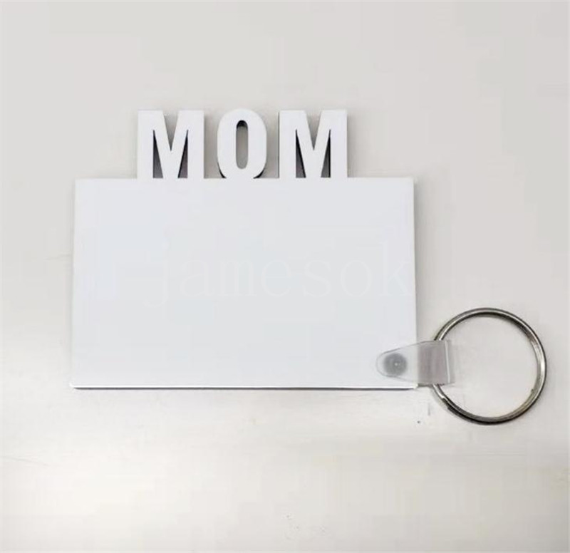 

6 Styles Sublimation Keychain jewelry LOVE GRAD DAD MOM Key Chain Creative DIY Gift Blank Mother's Day Gifts Party Favor DB716, Silver