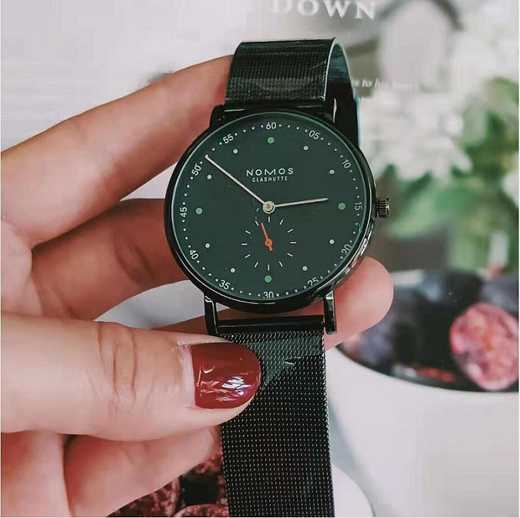 

Casual Brand NOMOS Waterproof Watch Black Stainless Steel Business Quartz Men Dress Watches Women Famous small dials work Relogio Masculino, Slivery;brown