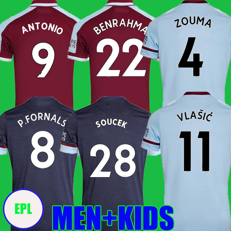 

21 22 West Soccer Jerseys Ham 2021 2022 United ZOUMA P.Fornals SOUCEK BENRAHMA Vlasic LANZINI NOBLE BOWEN ANTONIO YARMOLENKO RICE Mens + Kids Kit Football Shirt tops, Home kids