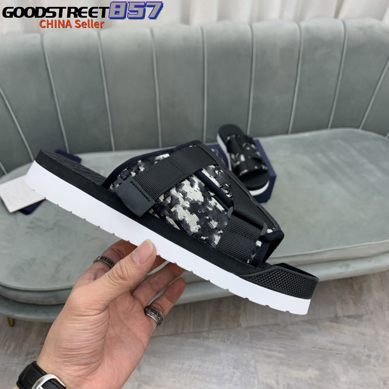 

2021 Designer Black Alpha Slippers in Oblique Jacquard Fashion Summer Luxury Red White Slipper Nylon Bands Sandy Beach Sandals Loafer, Black white