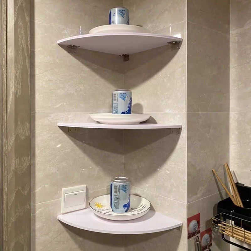 

18/20/24 White 3 Pcs Floating Wall Corner Shelf Wall Mounted Storage Rack Bathroom Shower Holder Home Bookshelf Shelves Storage X0715